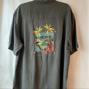 Mens Luau Button up Embroidered golf dress shirt finest silk size large LG‎